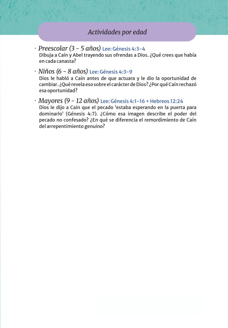 Actividades por edad (3–12 años)